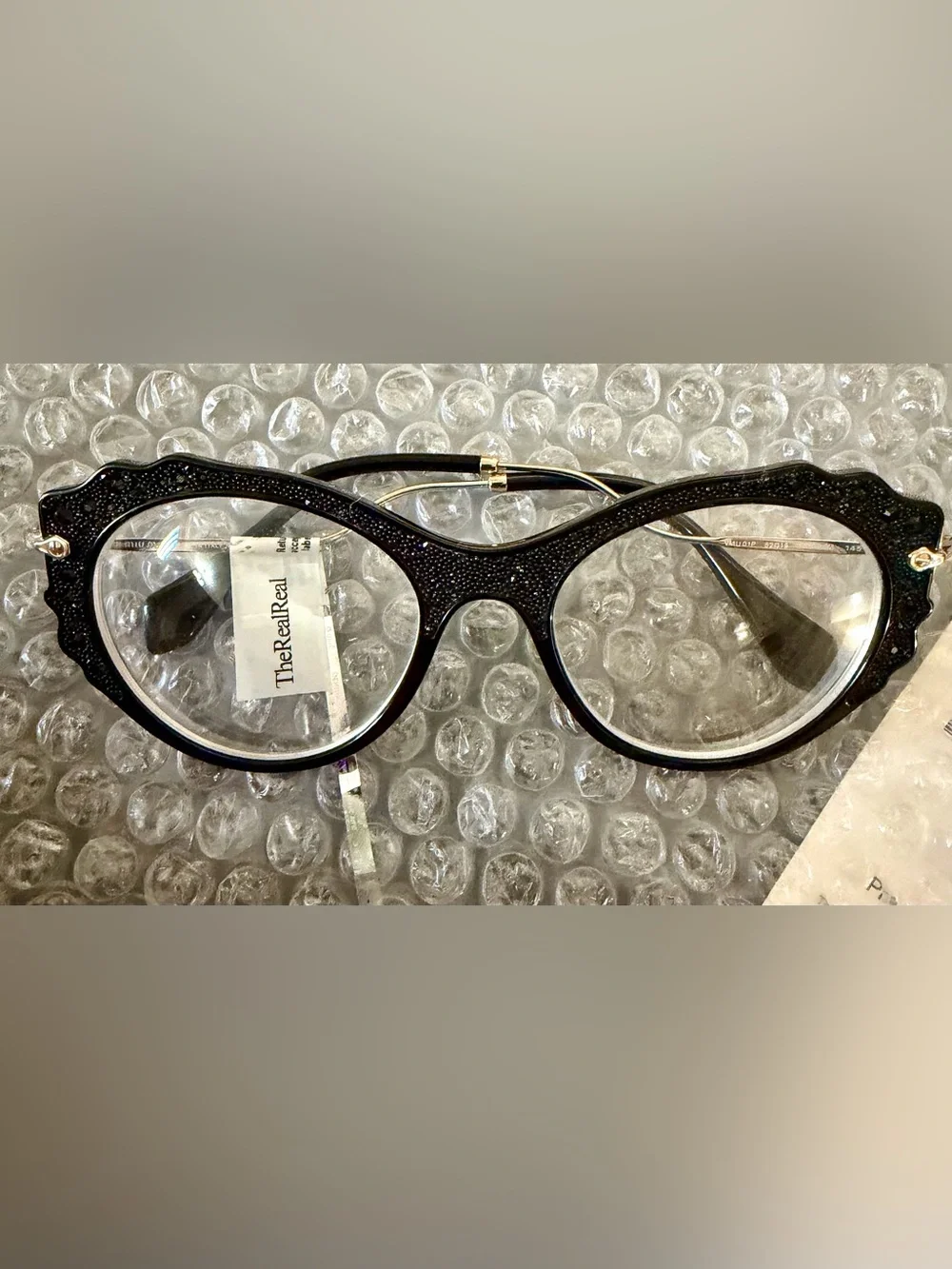 Miu Miu Black Decorative Cat-Eye Women's Glasses